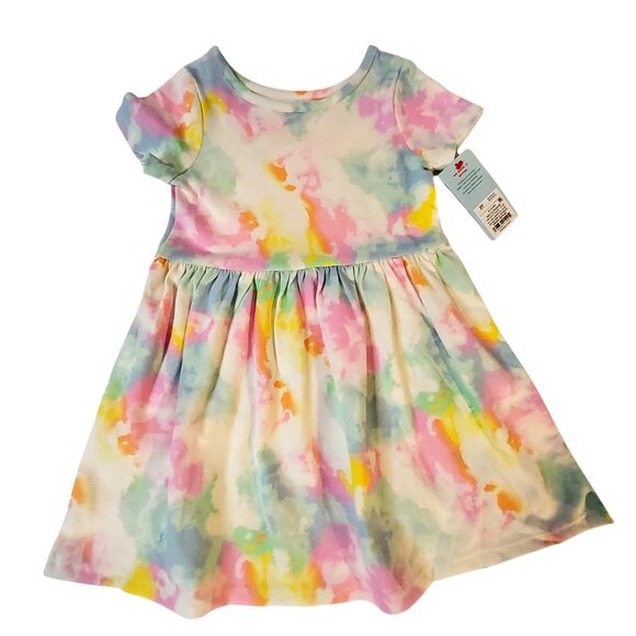 Cat & Jack Toddler Girls Size 2T Watercolor Tie-Dye Cotton Dress flowing skirt - Picture 1 of 7